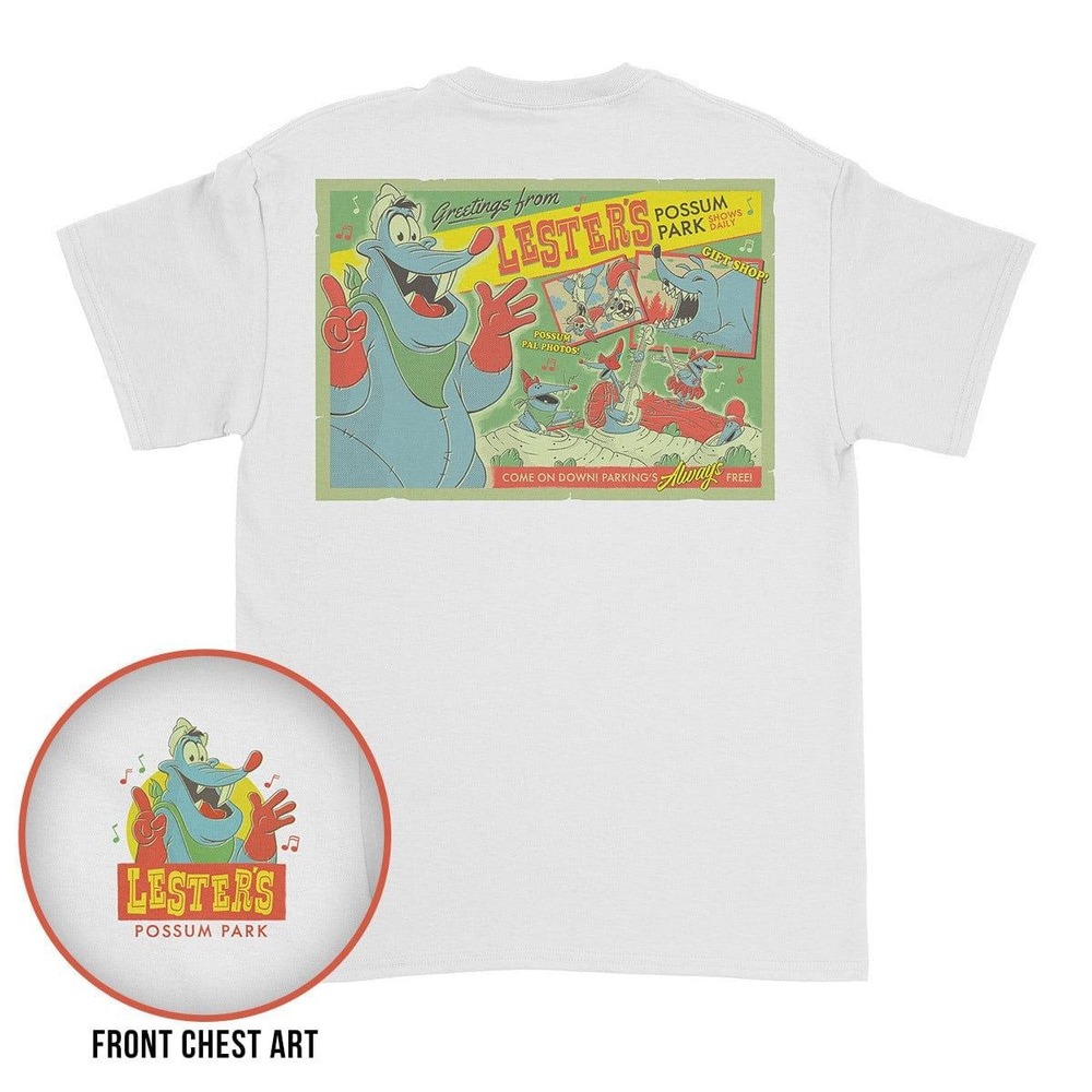 RSVLTS Disney A Goofy Movie Lesters Possum Park White T-Shirt Unisex XL New